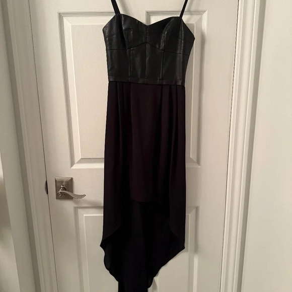 NEW Black Leather Bustier High-Low Dress,  BCBG MaxAzria, XXS - Picture 3 of 5